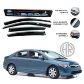 Honda Civic Chrome Air Press Visors (2012–2016) Wind & Rain Guard